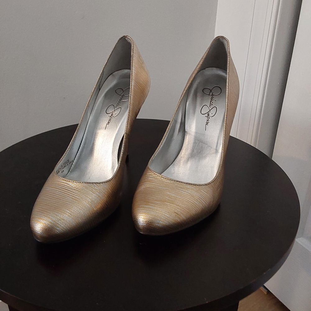 Jessica Simpson Shimmering Gold Heels